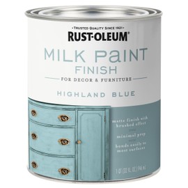 Rust-Oleum Highland Blue Milk Paint Finish | Decor and Furniture Applications | Matte Finish Brushed Effect | Minimal Prep Needed | No Primers Required | Easy Clean Up | Quart
