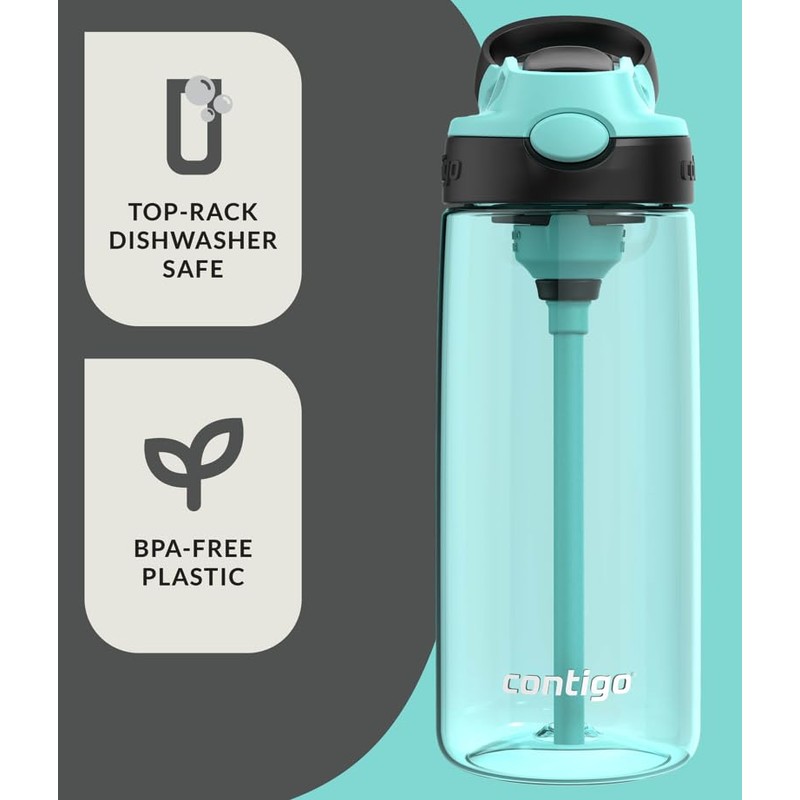 Contigo Aubrey Leak-Proof Spill-Proof Water Bottle 20oz. 2 Pack Jade/Licorice