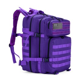 SEYATULLH Military Tactical Backpacks 45L for Army Molle Daypack 3 Day Bug Out Bag for Sports Hiking Camping Mountaineering(Purple)