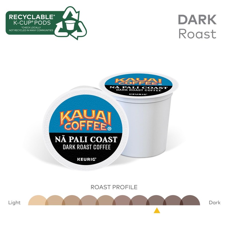 Kauai Coffee Na Pali Dark Roast - Compatible with Keurig