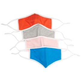 Quality Durables Adult Unisex 4-Pack Reusable Face Covering Costume Masks, Orange/Pink/Grey Mottled/Blue, X-Large