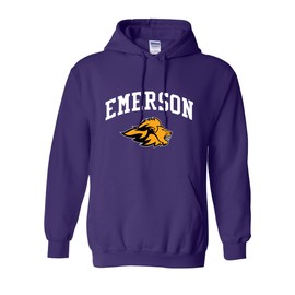CreateMyTee Emerson College Lions Logo Unisex Hooded Sweatshirt (Purple, Small) - Emerson Lions Apparel