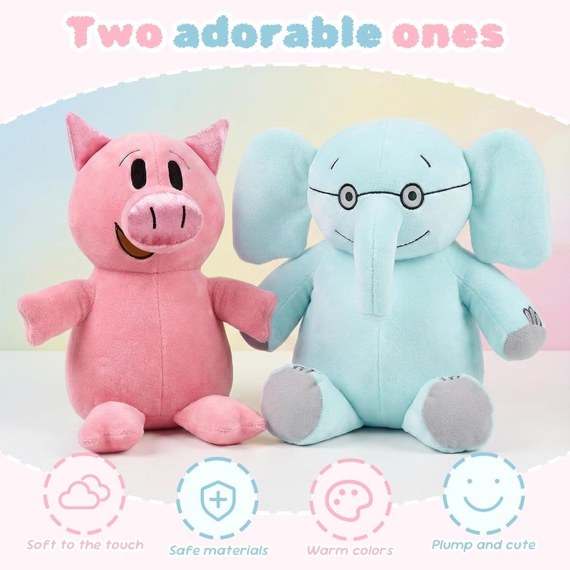 Elephant and Pig Book Plush Toy Set, Reading Buddy Plush