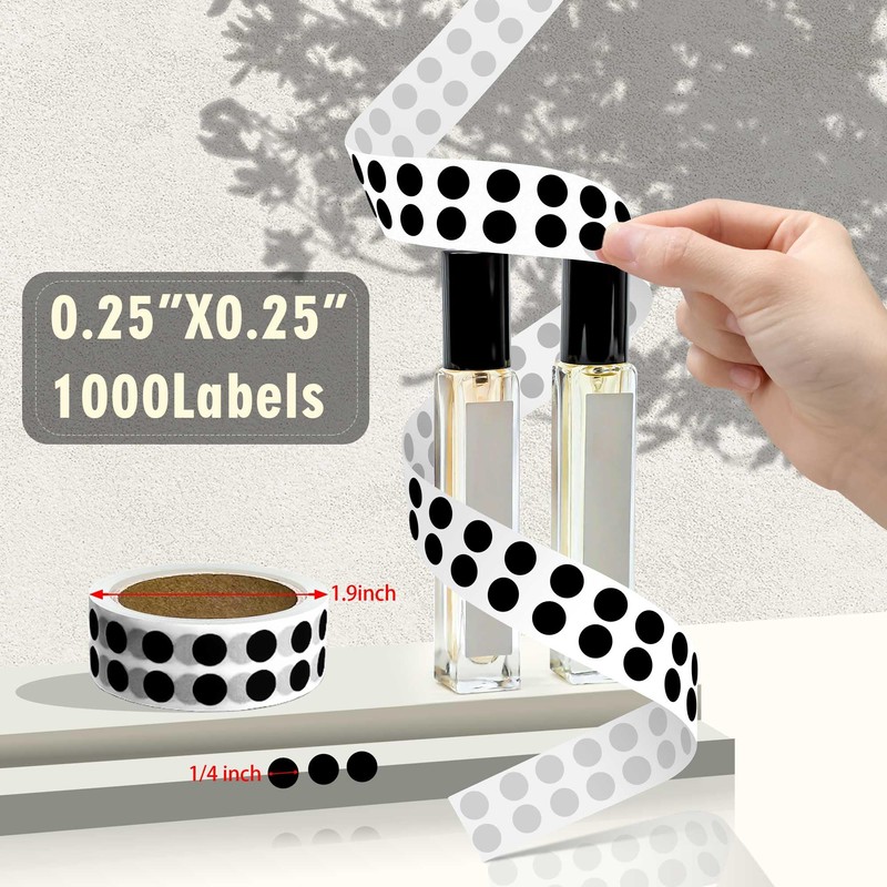WANSTE 0.25 Inch Round Permanent Adhesive Color-Code Dot Stickers,Black Small