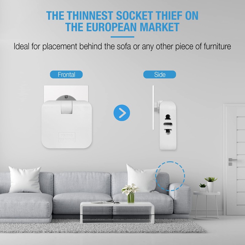 Multiple Socket with 4 Ports, 2 Socket Adapters for European