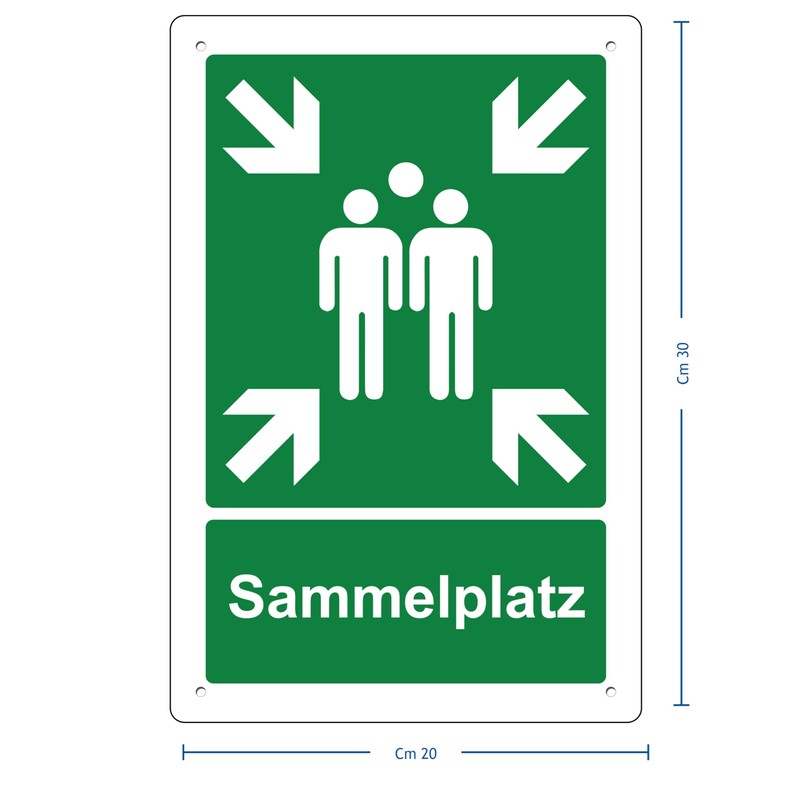 Pubblimania 3 Sammelplatz Sign, Fire Safety Sign, 3 mm Thick