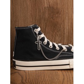 HAQUIL 2PCS Punk Goth Cross Metal Shoe Chain, Shoe Charms, Shoelace Chains, Shoe Lace Charm Chains, Footwear Jewelry Accessories