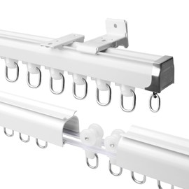 16.4ft Ceiling Curtain Track for Room Divider, Heavy-Duty Curtain Track, Ceiling Mount Curtain Rail Set with Roller Hooks for Home, Office