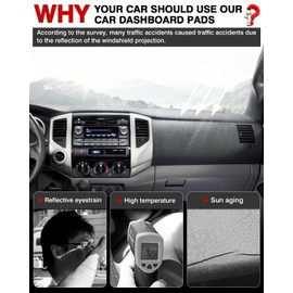 Autorder Dashboard Cover Mat for 2005-2015 Toyota Tacoma Pickup Accessories Dash Cover Flannel Dash Mat Sunshade Glare UV Rays Protector