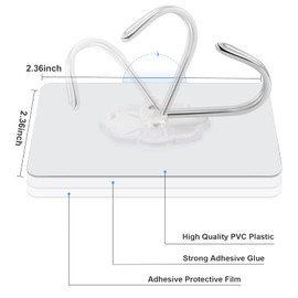 Anffeary 20 Packs Self Adhesive Wall Hooks Heavy Duty 22lb(Max), Waterproof Transparent Wall Hooks for Hanging Sticky Hooks Wall Hangers for Door Bathroom Shower Kitchen Outdoor Utility Hooks Hanger