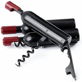Lumbor37 Abridor de Botellas de Vino, Sacacorchos de Acero Inoxidable Multifuncional Abrebotellas de Vino, Destapador de Botellas de Vino Portátil para el Hogar