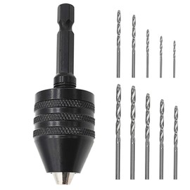 ZeniMart Keyless Drill Chuck 0.01 - 0.3 inch (0.3 - 8 mm), 10 Pieces, Impact Drill Chuck, Hex Axis Drill Chuck, Drill Chuck Adapter, Hex Axis Drill Chuck, Small Drill Chuck, Electric Tool Accessories