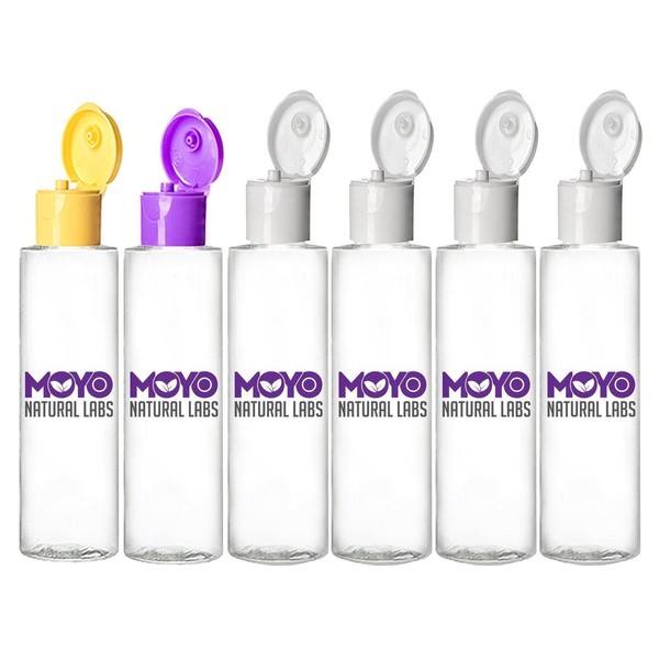 MoYo Natural Labs 3.4 oz TSA Approved BPA Free Travel Bottle With Sturdy Color Flip Tops Made In The USA Multi-Color Travel Container 100ml Travel Bottles 3.4 oz(Pack of 6)