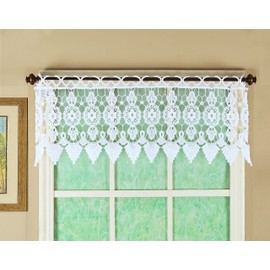 Today's Curtain Medallion Macramé Valance 12",White,35W x 12L