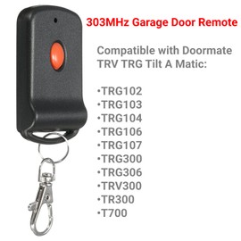 QSDIYRF Garage Door Remote Compatible with Tilt A Matic Doormate TRV TRG TRG102 TRG103 TRG104 TRG106 TRG107 TRG300 TRG306 TRV300 TR300 T700 Garage Remote 303MHz 8 Dip Swithes Remote Control (1 Pack)