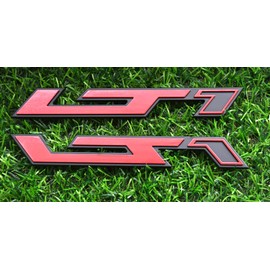 Pair New LT1 Emblems 3D Badge Left and Right Engine Hood Badge Decal Replacement for Corvette C4 C7 ZR1 (Black Red)