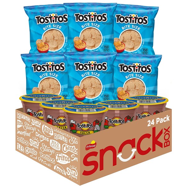 Frito-Lay Tostitos Bitesize Rounds Chips and Salsa Dip Cups Variety Pack, (Pack of 24)