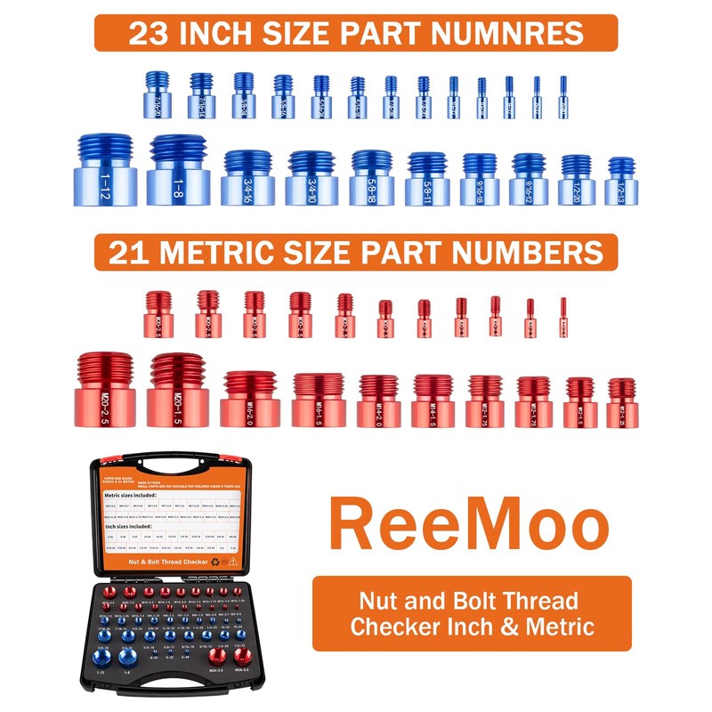 44PCS Nut and Bolt Thread Checker - Comprehensive Bolt Size