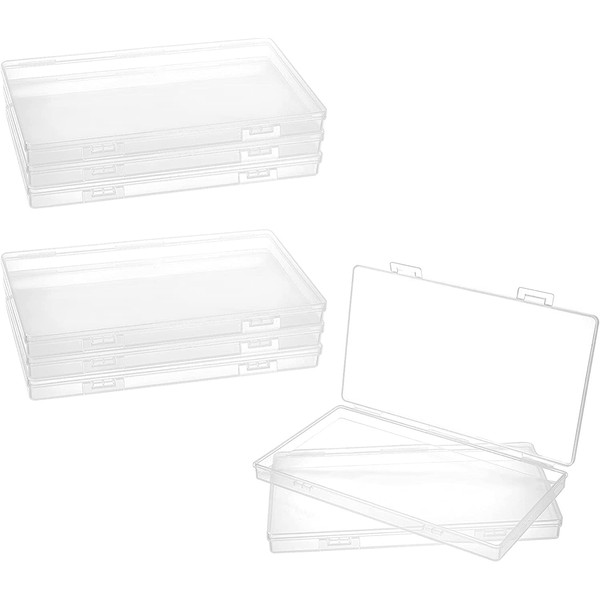 SUPERFINDINGS 8Pcs 7.52x4.31x0.63Inch Rectangular Empty Plastic Storage Containers with Lids