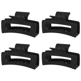 4 Pcs 10cm Plastic Hair Claw Clips Large Square Hair Jaw Clips Non Slip Hair Clamps Big Rectangle Matte Hair Clip Strong Hold Hair Barrettes Black