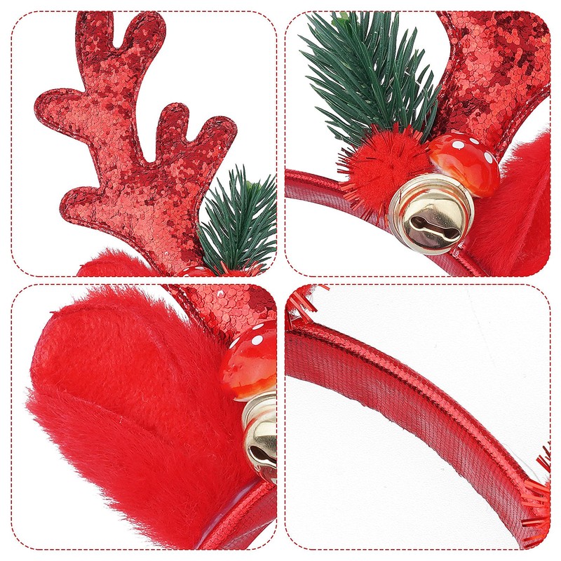 yeabwps Christmas HeadbandsGlitter Reindeer Antlers Headbands for Adults Kids Party