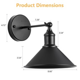 Vintage Black Wireless Battery Operated Wall Sconces, Cordless LED Wall Lights Set of 2 with Remote Control, for Bedroom, Farmhouse, Gallery - Easy Setup, Adjustable Brightness, Long-Lasting Battery