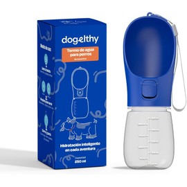 Botella de Agua Portátil para Perros 250ml. Termo para Perro Portatil Anti goteo, Ideal para Paseos, Viajes y Climas Cálidos, con Correa para transportarlo. Accesorio de hidratación para Mascotas