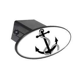 GRAPHICS & MORE Anchor Boat Black On White Oval Tow Trailer Hitch Cover Plug Insert 2"