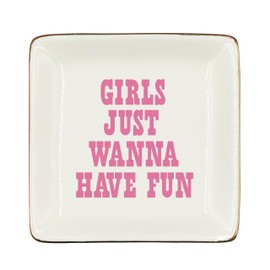 WODMIS Pink Ceramic Jewelry Storage Tray, Preppy Western Style, Ideal Graduation Birthday Gift for Women Girls