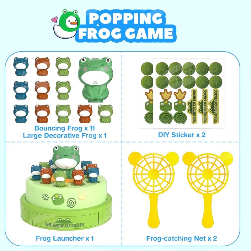 Frog Bounce Catch Game for Kids, Popping Toy for Ages