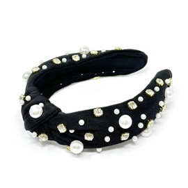 Bowbear Trendy Top Knotted Wide Headbands, Elegant Black
