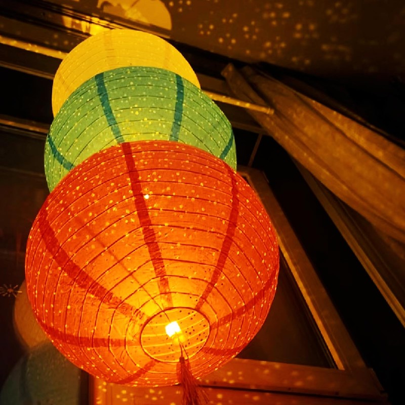 DEWEL Paper Lanterns, Openwork Carving Lanterns, LED Included, Hand Held,