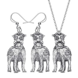 WEVENI Gold Plated Schnauzer Pendant Necklace Alloy Jewelry Set Gift for Women Girls, Metal, not known