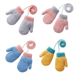 Plush Lining Toddler Mittens Gloves Baby Gloves 12-18 Months Mittens With Stringbaby Gloves Baby Mittens 12-18 Months, A