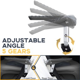 TOOENJOY Universal Aluminum Car Door Step for Car Roof Access, 5 Gear Adjustment Stand Pedal for Door Latch, Easy Access to Rooftop to Help Loading Cargo, Kayak...Suit for Most Car, SUV, Truck