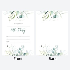 Dotty about Paper 18th Birthday Invitations - Eucalyptus Bouquet - Pack of 10 (26 0069)