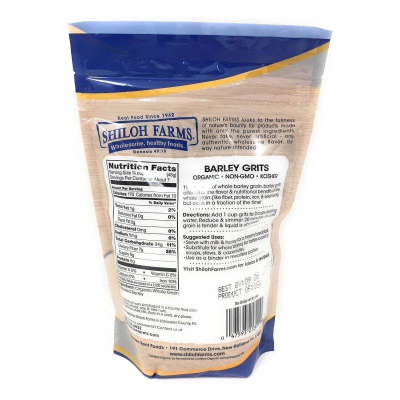 Shiloh Farms Organic Barley Grits 12 Ounce Pack Of 2