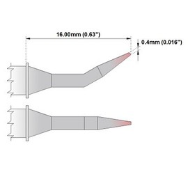 Thermaltronics H70-JL02 Bent Sharp 30deg 0.4mm (0.016in) interchangeable for Hakko T31-02JL02
