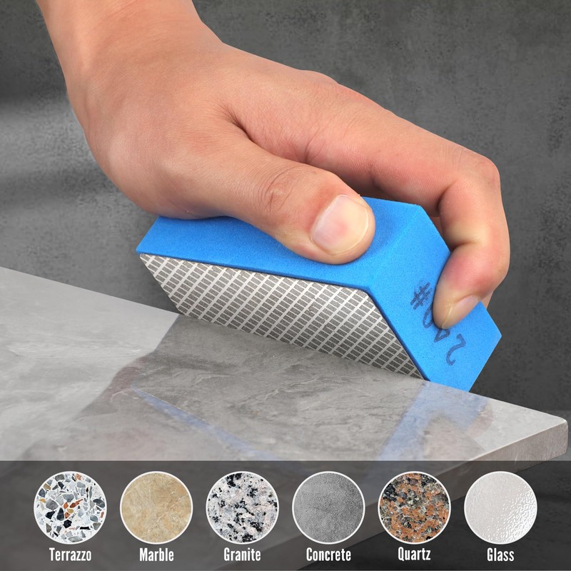 Diamond Hand Polishing Pads, 5PCS Diamond Sanding Pads 60/120/240/400/1000 Grit