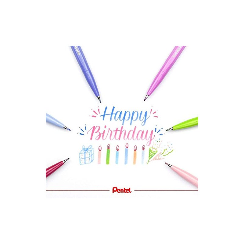 Pentel SES15C-D3 Brush Touch Sign Pen, Turquoise Green, 5 Pens