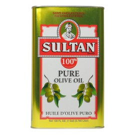 Sultan Premium Pure Olive Oil – First Cold-Pressed Rich Fruity Flavor – Cholesterol-Free Culinary & Skincare POO – Ideal for Salads, Sautéeing, Dips – Imported from Turkey – 128 FL. OZ