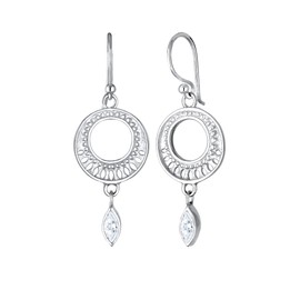 Elli Premium Women's Earrings Ornament Cut-Out Zirconia Marquise in 925 Sterling Silver, Silver, Cubic Zirconia
