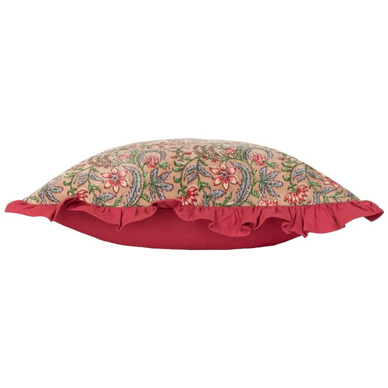 Paoletti Haven Floral Cotton Velvet Cushion Cover, 50 x 50