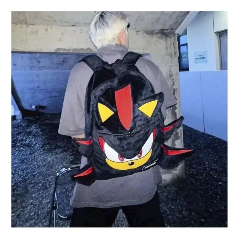 Sonic Shadow Black Fashion Color Mochila De Felpa For