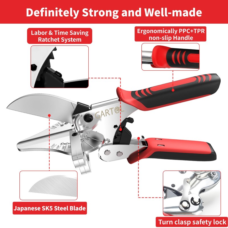 GARTOL Multi Angle Miter Shears Cutter, Multifunctional Trunking Shears For