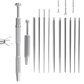 2Pcs Piercing Ball Grabber Tool Short Long, Piercing Kit Stainless Steel Flat Back Earring Threader Ball Grabber Tool for Changing Jewelry with 10Pcs Insertion Pins 14G 16G 18G 20G Ear/Nose/Navel/Lip