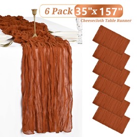 6 Pack Terracotta Cheesecloth Table Runner 13FT Gauze Cheese Cloth Table Runner 35x157 Inch Long Boho or Rustic Wedding Table Decor for Wedding Decor Arch Draping Bridal Shower Holiday Party