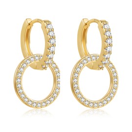 ALEXCRAFT Gold Silver Hoop Earrings Hanging Earrings for Women, Small Hanging Double Hoop Earrings Hypoallergenic Paper Clip Earrings Drop Earrings Small Hanging Earrings Women Girls, Silver