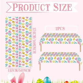 YaYaFunFun 2pcs Easter Table Cloth Party Plastic Easter Bunny Tablecloths,137 * 274cm Large Waterproof Rabbit Egg Tablecloth Tablecover Rectangle Easter Party Tablecloth for Spring Easter Party Decor