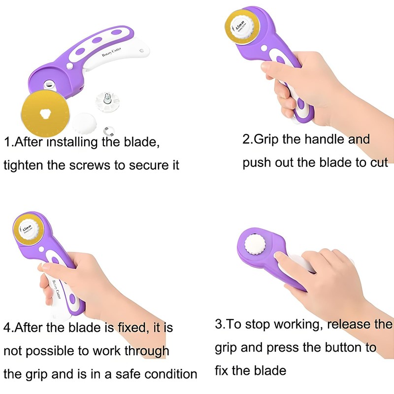 5 Pcs Titanium Coated Rotary Cutter Blades 45mm, Rotary Cutter